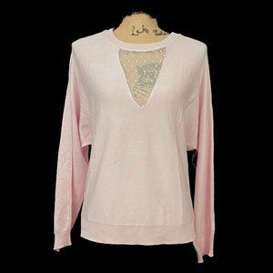 NWT lightweight sweater ballet slipper pink sheer neck spring sweater 1X XXL